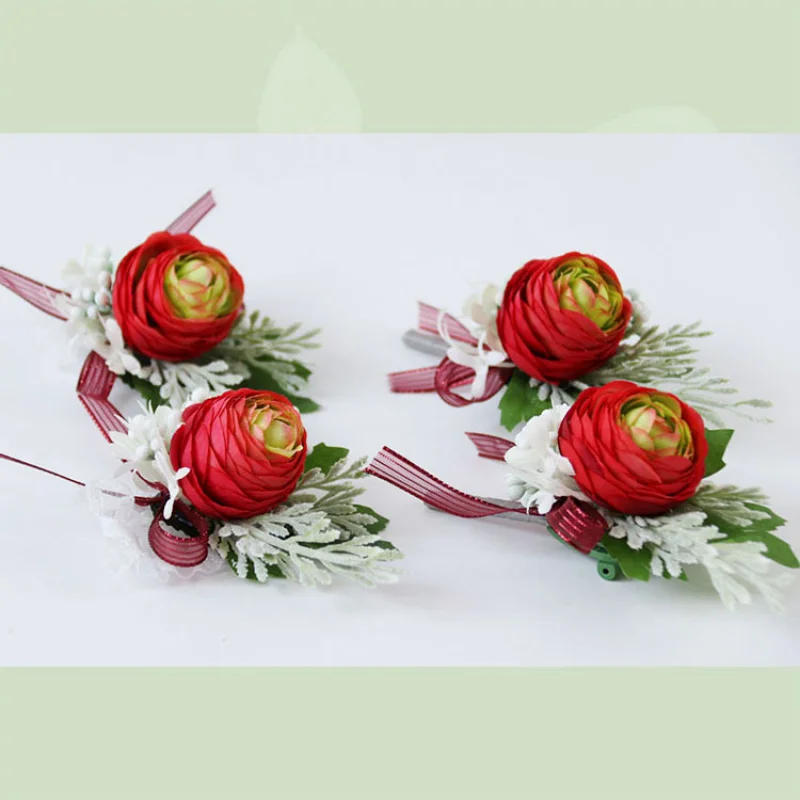 Multi cor artifical boutonnieres pulso corsage accesorios de boda buttonhole masculino testemunho casamento acessórios