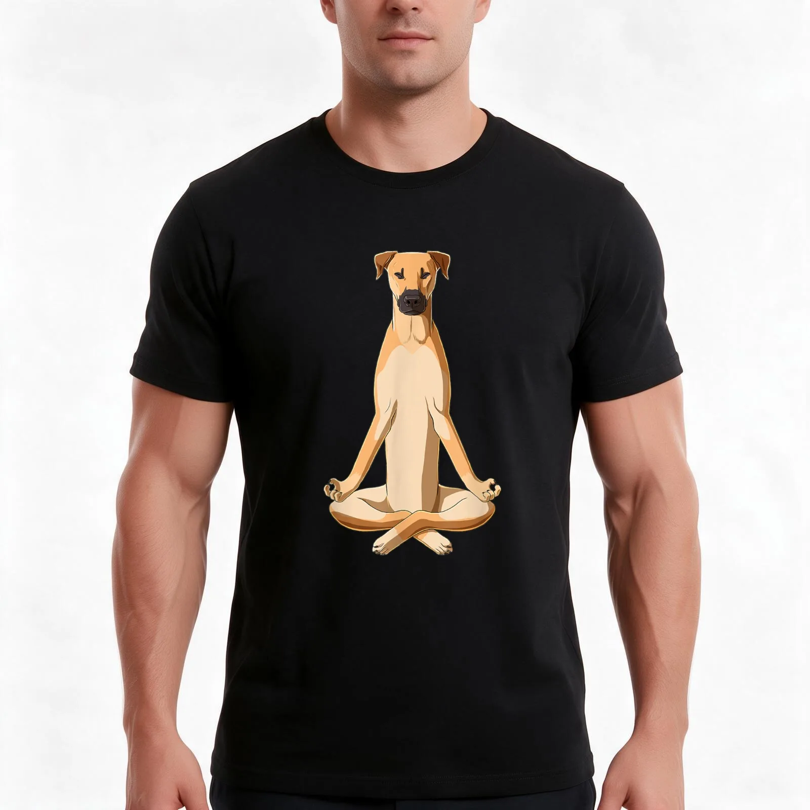 Funny Yoga Dog Black Mouth Cur TShirt56 T-Shirt Summer Casual Cotton Tee Oversized Streetwear Tops Vintage Graphic Print