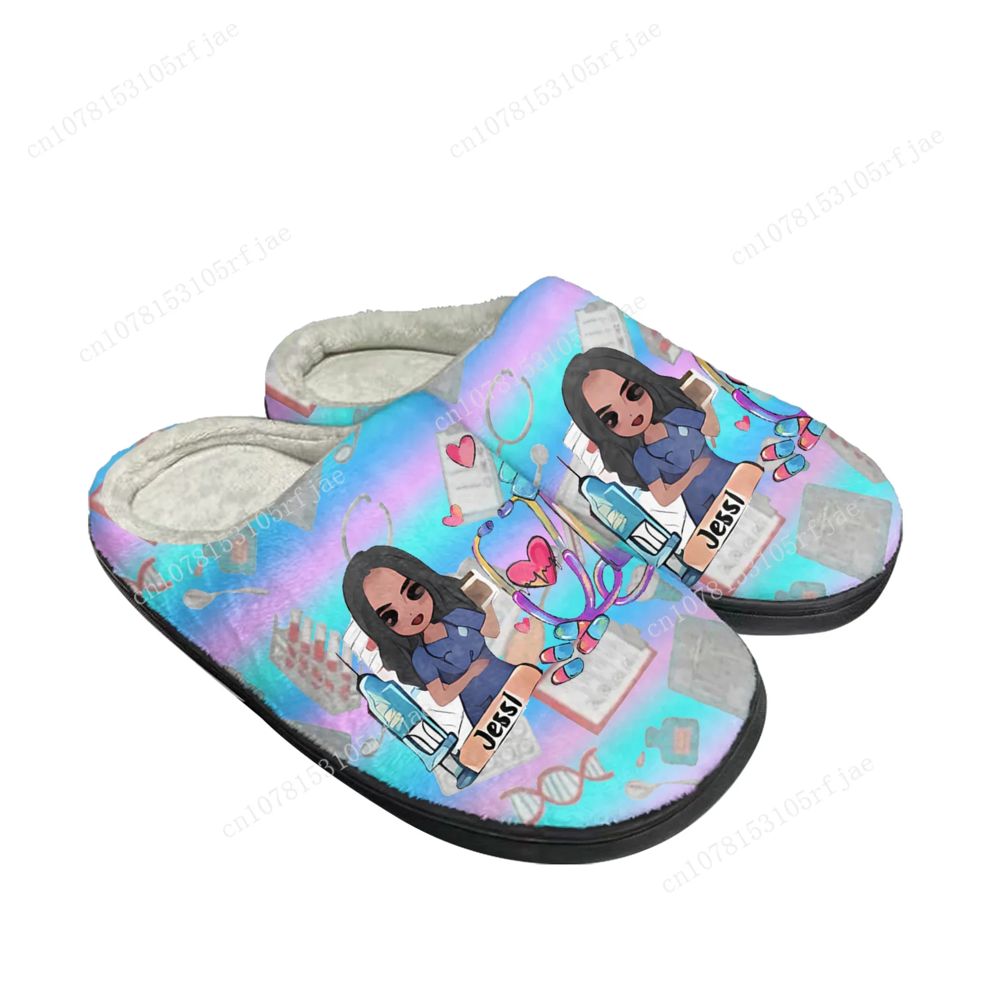 

Cute Cartoon Nurse Home Cotton Slippers Hot Nurse Mens Womens Teenager Plush Bedroom Casual Keep Warm Shoes Tailor Made Slipper