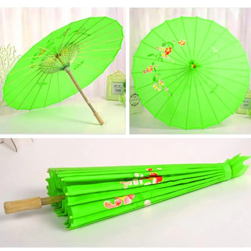 Silk Cloth Women Umbrella Bamboo Paper Umbrella Japanese Flower Blossoms Rain Umbrella Cosplay  Props Vintage Dancing Umbrellas