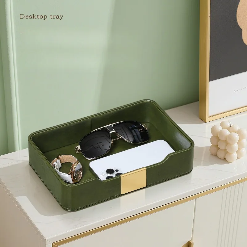 Luxury Key Tray - Leather Entryway Catch-All for Trinkets, Modern Decorative Bowl with Suede Lining for Console Table