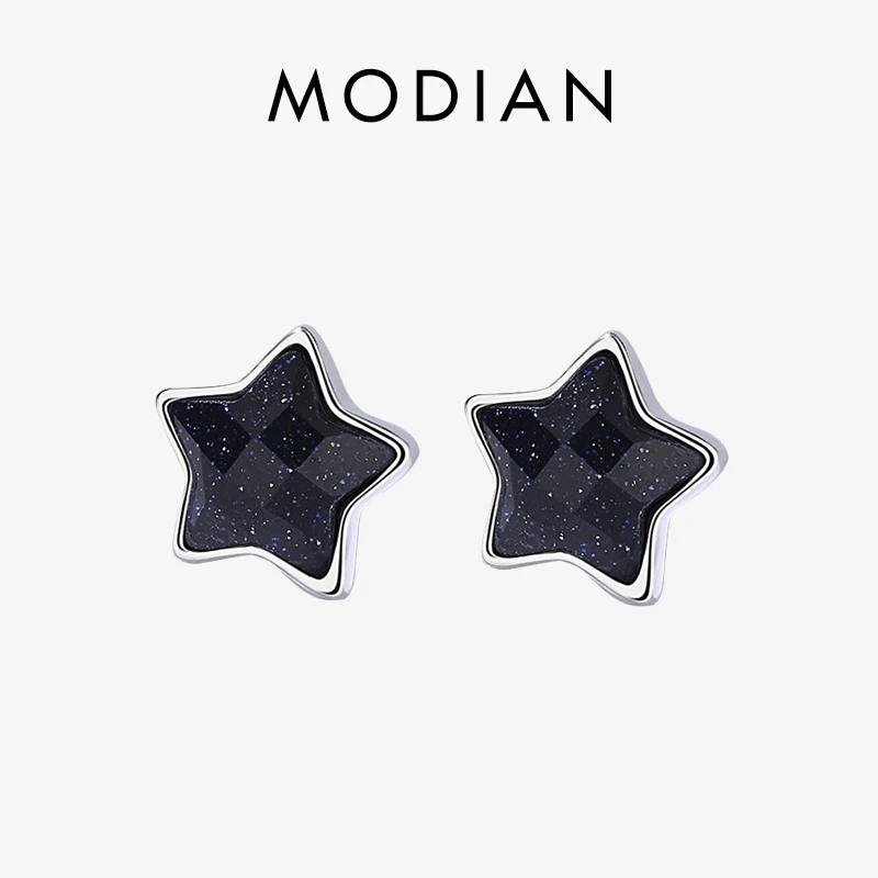 MODIAN New Design 100% 925 Sterling Silver Sparkling Star Galaxy Luminous Stud Earrings For Women Fashion Silver Jewelry