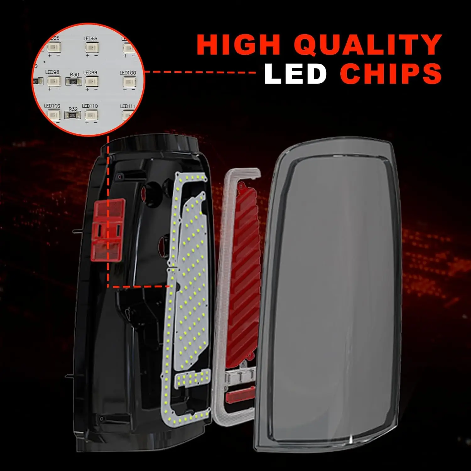 Sequential LED Tail Lights for 2003-2006 Chevy Silverado Starting Animated Tail Light Assembly Turn Signal Brake Reverse Light