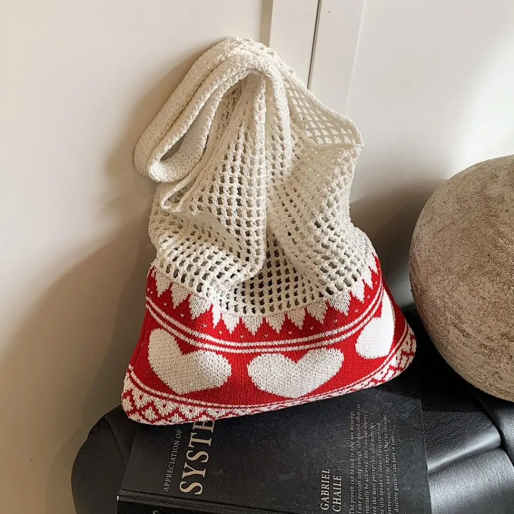 

Fashion Handmade Crochet Bag Boho Hollow Knitted Tote Bag Leisure Large Capacity Weave Shoulder Bag Girls