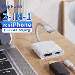 HDTV Digital AV Adapter 1080P HD Video HDTV Sync Screen Connector Cable with Charging Port for iPhone 14 13 11 on HDTV/Projector