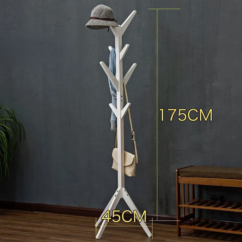 Solid Wood Coat Rack 8-Hook Clothes Hanger Hat Stand Floor Home Bedroom Storage Organizer Minimalist Modern Decorative Furniture