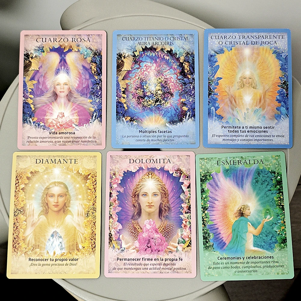 Crystal Angels Oracle Deck 10.5*7.5cm 44 Pcs Oracle Cards Spanish Edition