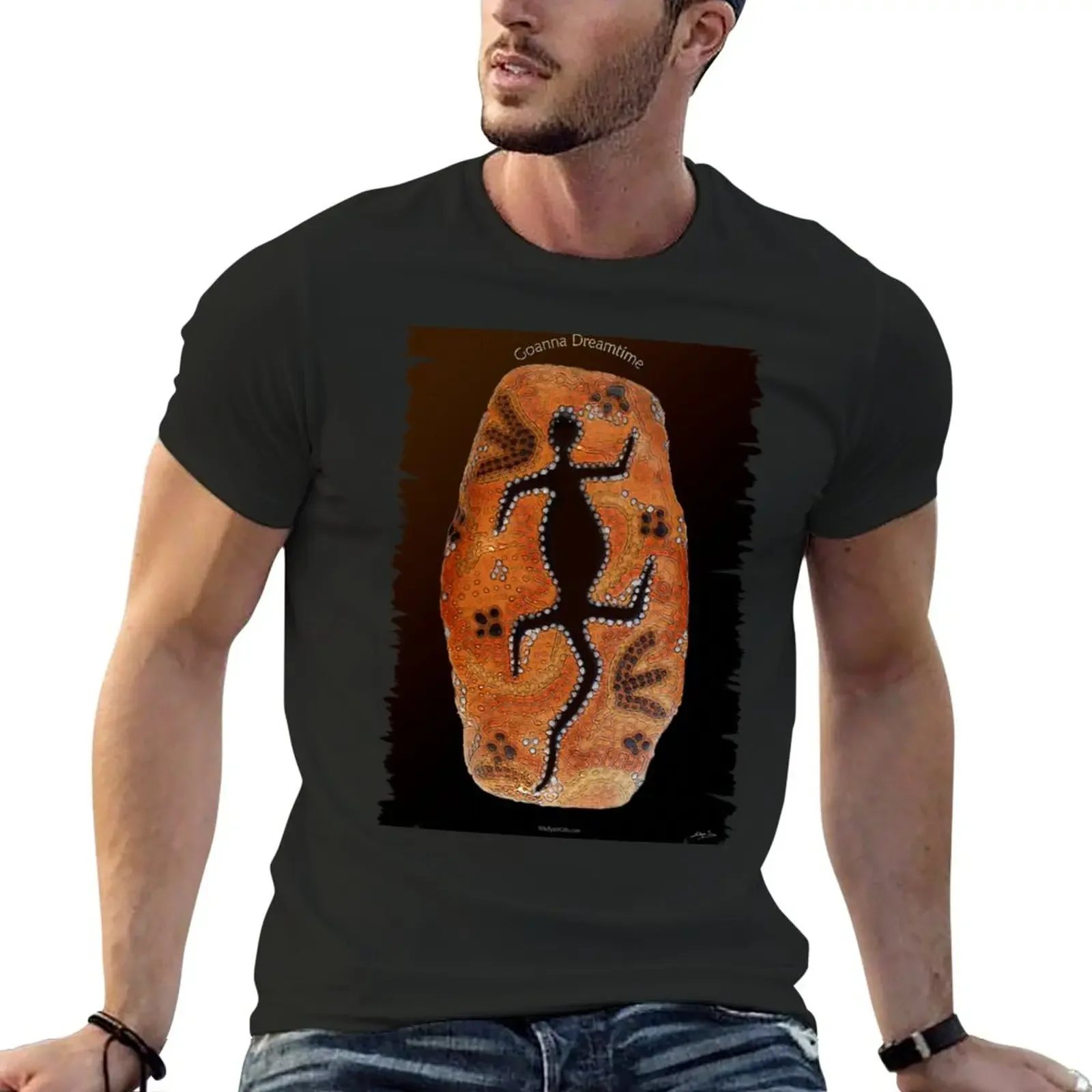 Goanna Dreamtime' Australian-themed Art T-Shirt oversized shirts graphic tees workout shirts for men