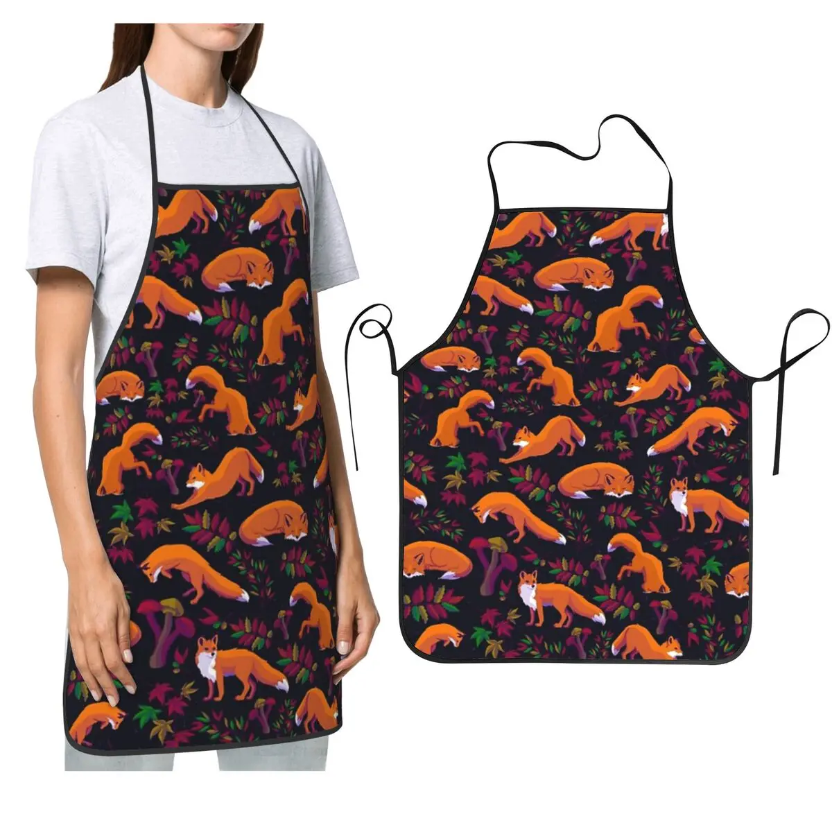 

Фартуки с лисой, шеф-повар, кулинария, кухня, Tablier, водонепроницаемый нагрудник, кухонный сарафан для уборки для женщин и мужчин, садоводство