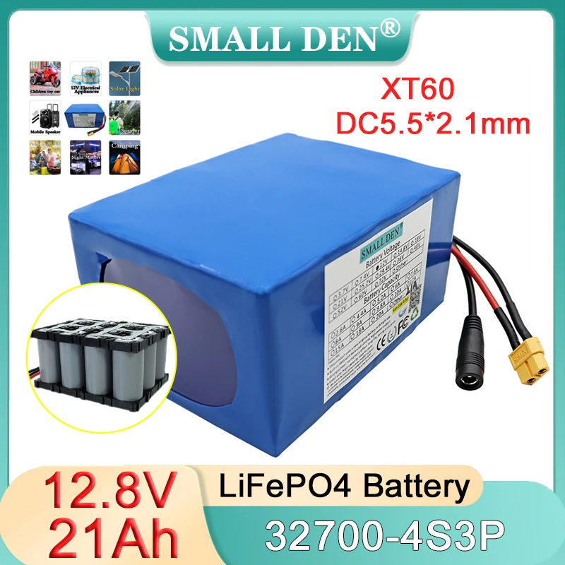 12.8V 21Ah 32700 Lifepo4 Battery Pack 4S3P With 4S 40A Maximum 100A Balanced BMS 14.6V Electric Boats Scooter 12V UPS Toys car