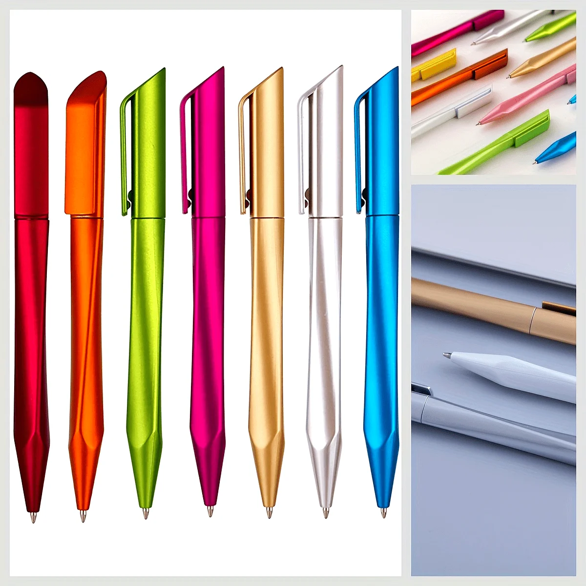 10pcs Innovative Multi Color Triangular Pen with Rotating Metal Ball Pen 0.7mm Male and Female Rotating Pen Multiple Colors