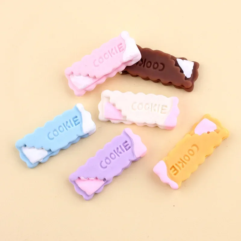 Biscuits au chocolat colorés en résine de dessin animé, bijoux à dos plat, accessoires de bricolage, matériaux d'artisanat, 5 pièces