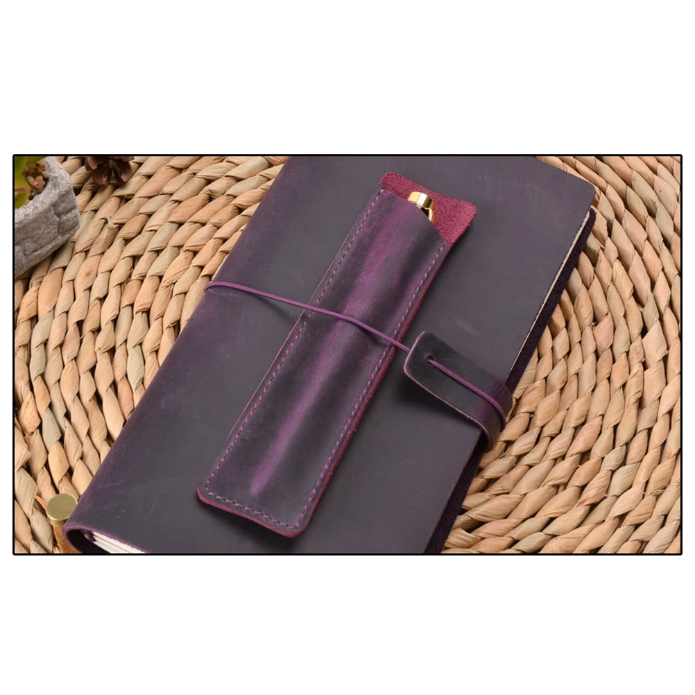 

Handmade Pen Bag Vintage School Office Pens Pouch Protective Storage Bag Purple Stationery Supplies For