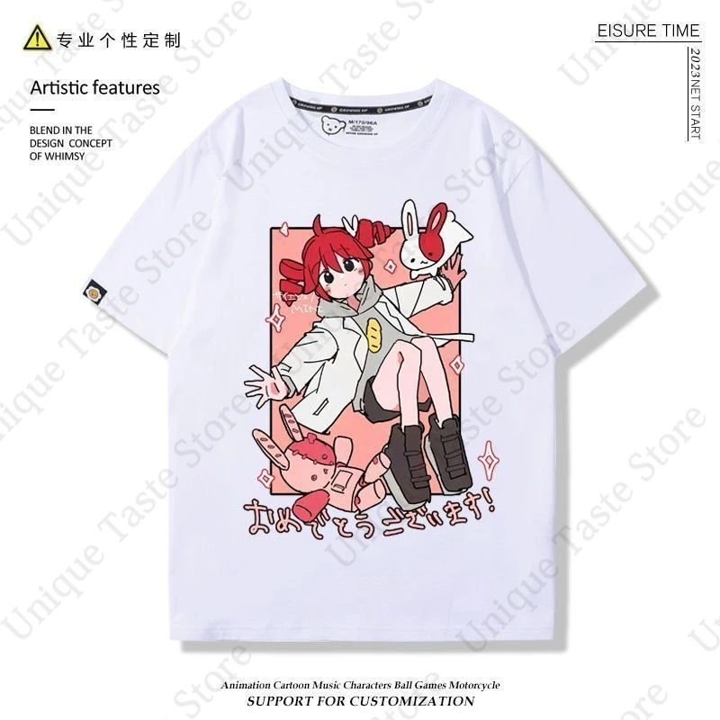 ‌UTAU Kasane Teto T Shirt Cute Cartoon Anime Print T-shirt Kasane Teto Merch Men Women Cotton Summer Short Sleeve Tee Tops
