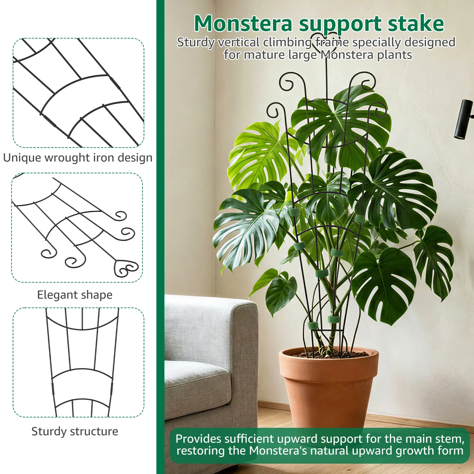2Pcs Metal Plant Climbing Trellis Plant Stake Vine Trellis Garden Supports Potted Rack Flower Outdoor Indoor Vegetable Plant