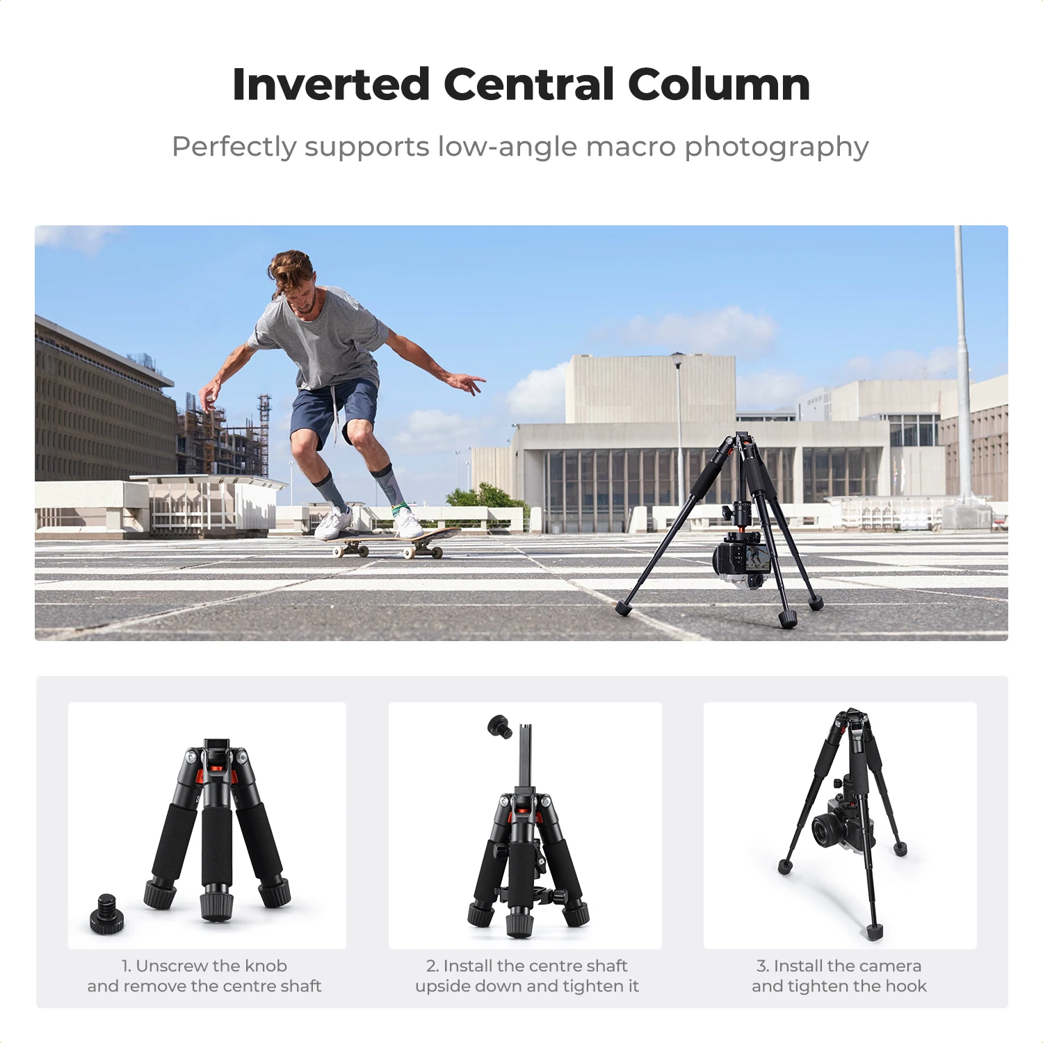 K&F CONCEPT Mini Desk Tripod 21.6'' Compact Small Tripod with Ball Head Load up to 13.22 Lbs/6 KG 1/4 inch Quick Release Plate view 5