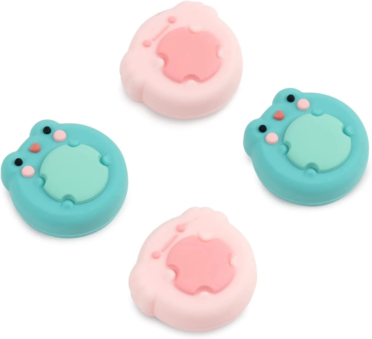 GeekShare-Tapas de agarre de pulgar para cubierta de vapor, cubierta de Joystick Axolotl de rana bonita, tapas de palo de pulgar, corazón de crema, silicona, 4 piezas, tema Animal