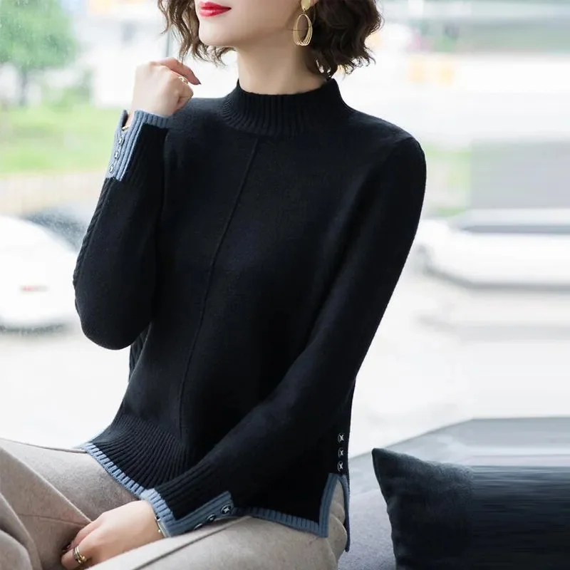 2023 Spring Autumn Sweater Women Stretch Knitted Turtleneck Pullovers Jumper Soft Bottoming Tops Long Sleeve Slim Tight Sweater