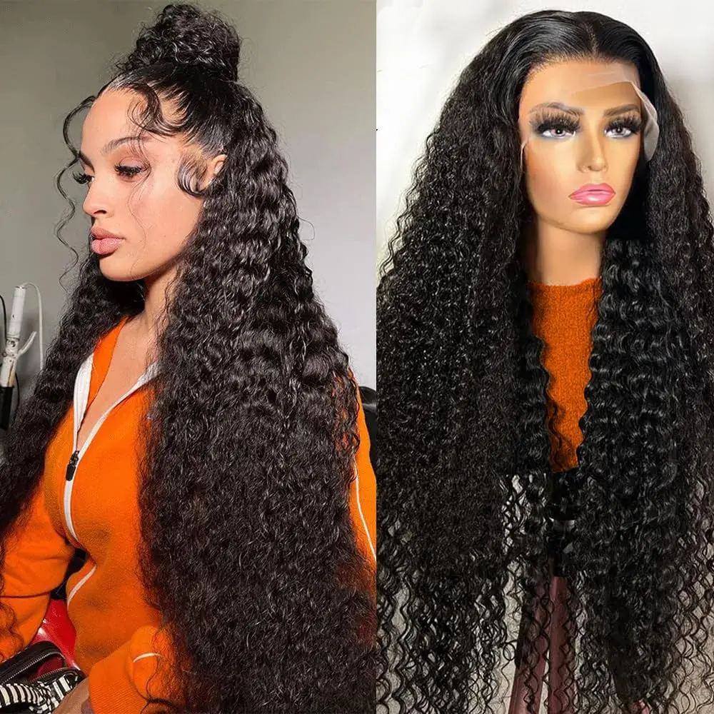 180% Deep Wave HD Lace Front Wig Curly 13x4 Transparent Lace Front Wigs 4x4 Lace Closure Wig 13x6 Lace Human Hair Wigs For Women