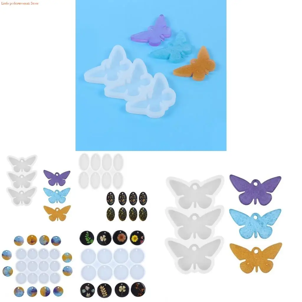 

F92D гибкая силиконовая форма ручной работы бабочка/круглые/овальные формы для сережек формы для подвесок силиконовый материал