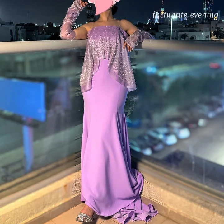 فستان سهرة محظوظ أنيق عتيق حورية البحر أرجواني حلو حورية البحر لؤلؤ مخصص للمناسبات الرسمية والحفلات الراقصة فساتين الحفلات المسائية #1