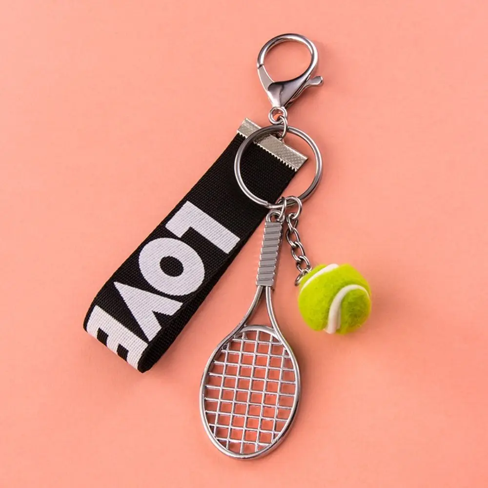 Jewelry Simple Tennis Keychain Tennis Racket Creative Tennis Racket Pendant Fashion Love Sports Keyring Couple