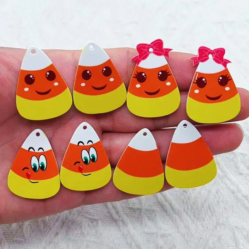 10pcs cartoon candy corn kernels charm acrylic food candy jewelry earrings necklace Diy found