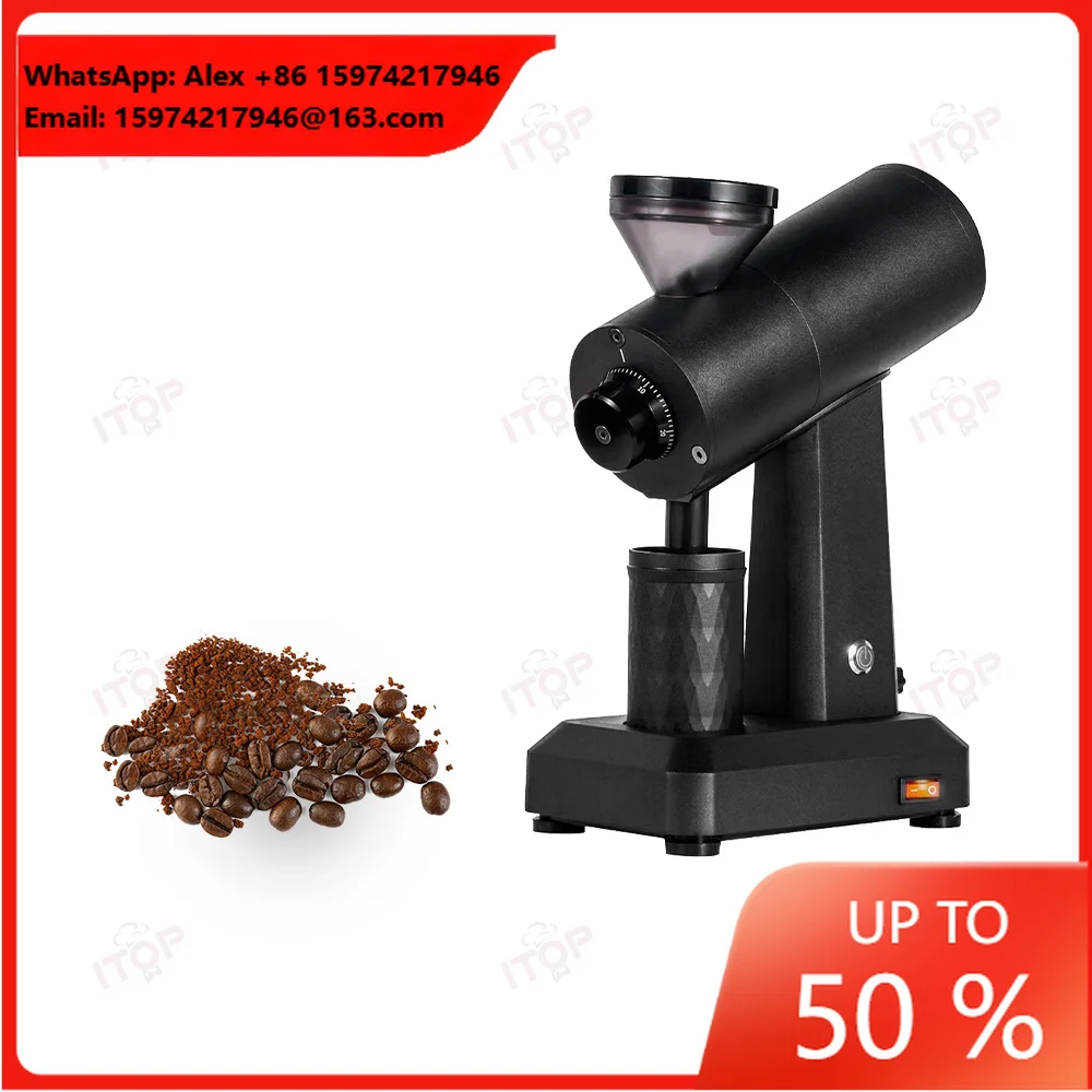 Commercial Coffee Grinder Machine Professional Flat Burr Grinder For Espresso With 600-1200 Speed-Control Switch