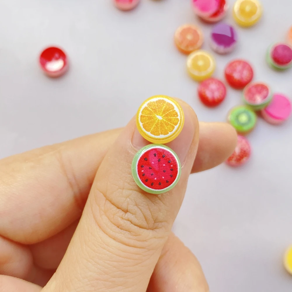50Pcs Cute Cartoon Mini Watermelon, Orange, Fruit Slices Series Nail Art Resin Designer Charms DIY Craft For Nail 3D Decorations