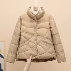 Veste en duvet de canard blanc pour femme, col montant court, légère et à la mode, fine, tendance