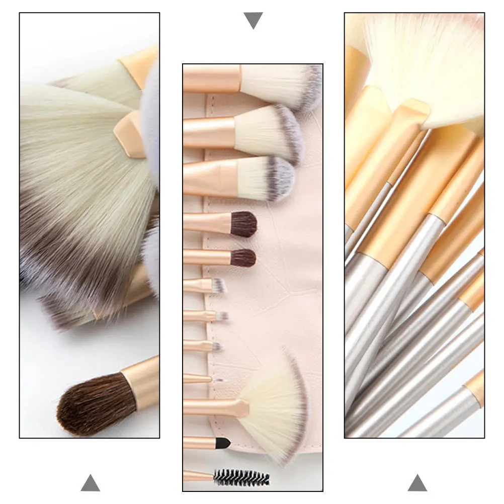 1 Juego de brochas de maquillaje, peine para cejas, cepillos profesionales de nailon duraderos, cepillo para rímel blanco arroz