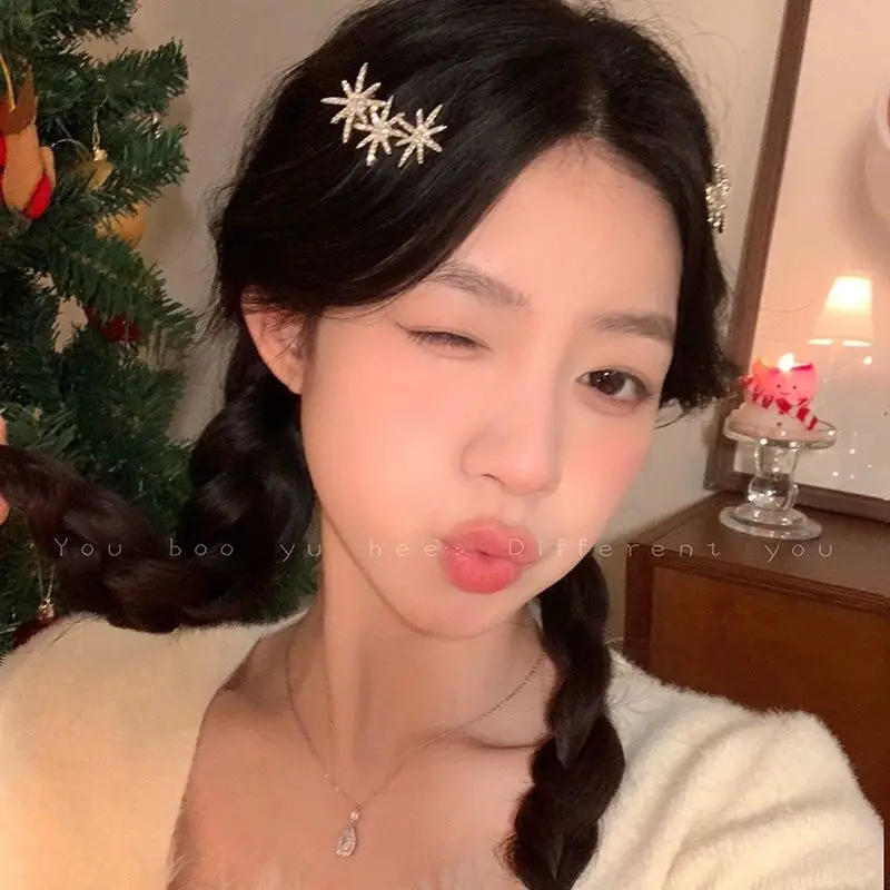 반짝이는 팔각형 별 헤어 클립 실버 골드 신부 웨딩 파티 헤어핀 우아한 라인스톤 헤어 액세서리 여성 소녀용