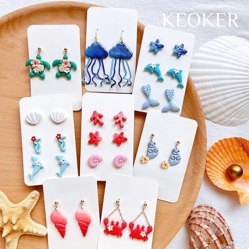 Mini Marine Life Series 12pcs New Soft Pottery Polymer Clay Cutter Jewelry Earrings Decoration Modeling Handmade Cutting Tools