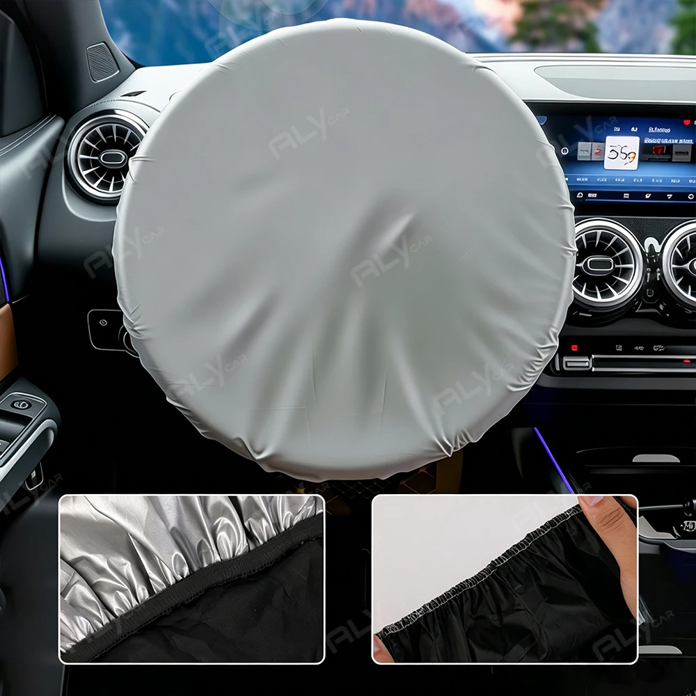 Universal Car Steering Wheel Sunshade Cover Silver Coated Cloth Heat Insulation Sunscreen Anti-Aging Protector Auto Accessories