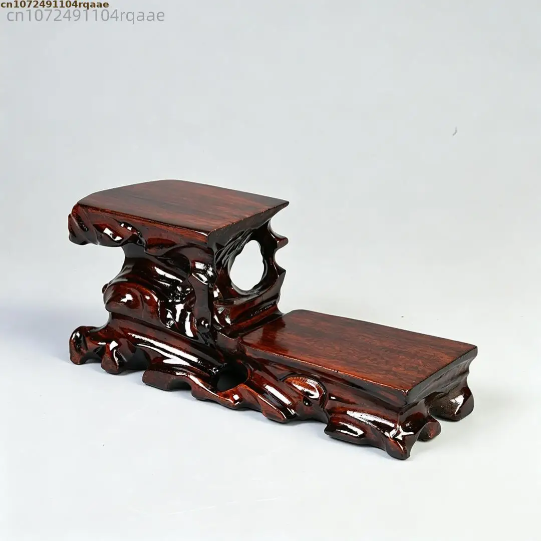 Solid Wood Display Base, High-Low Wooden Stand for Ornaments, Teapots & Crystals, Vase Bonsai Desktop Home Decoration Shelf