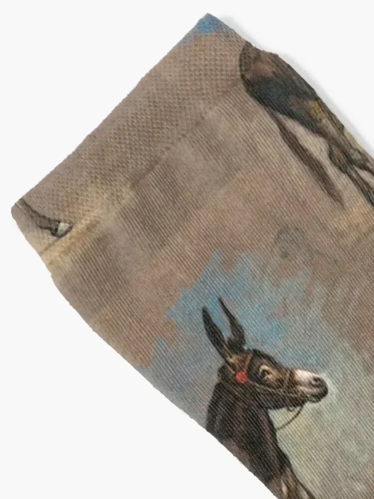 Mule Animal Lover Gift - Study of a Mule Old Painting Artwork Socks colored FASHION summer Sports Boy Socks Women's