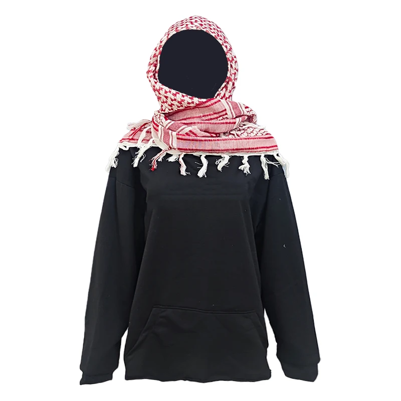 Y2K الهيب هوب الأسود قطع هوديي مجموعة مع وشاح الصحراء العربية البالية هيم الشارع الرجعية أزياء للجنسين للرجال والنساء #4