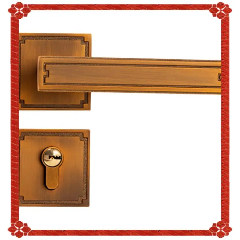 

24-Hour Delivery Chinese Style Door Lock New, Wooden Door Handle,Split Silent Interior, Household, Bedroom, Retro Handle Lock