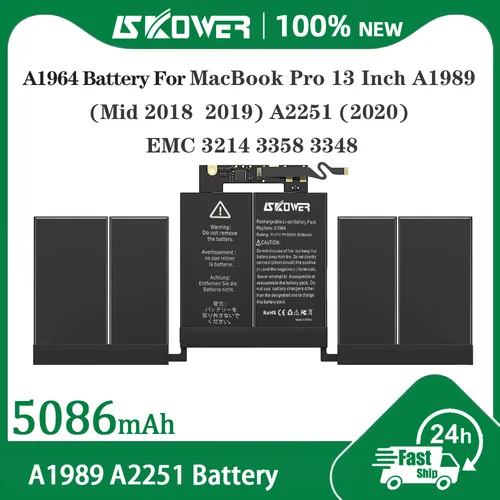 SKOWER A1964 batería del ordenador portátil para MacBook Pro 13 pulgadas A1989 (mediados 2018 2019) A2251 (2020) EMC 3214 3358 3348