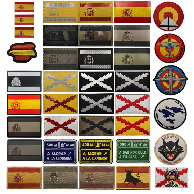 Hiszpańska seria ESP Haft IR PVC Patch Bourgogne Hiszpania Nation Flog Skull Wojskowy taktyczny haft z haczykiem i pętelką Odznaka
