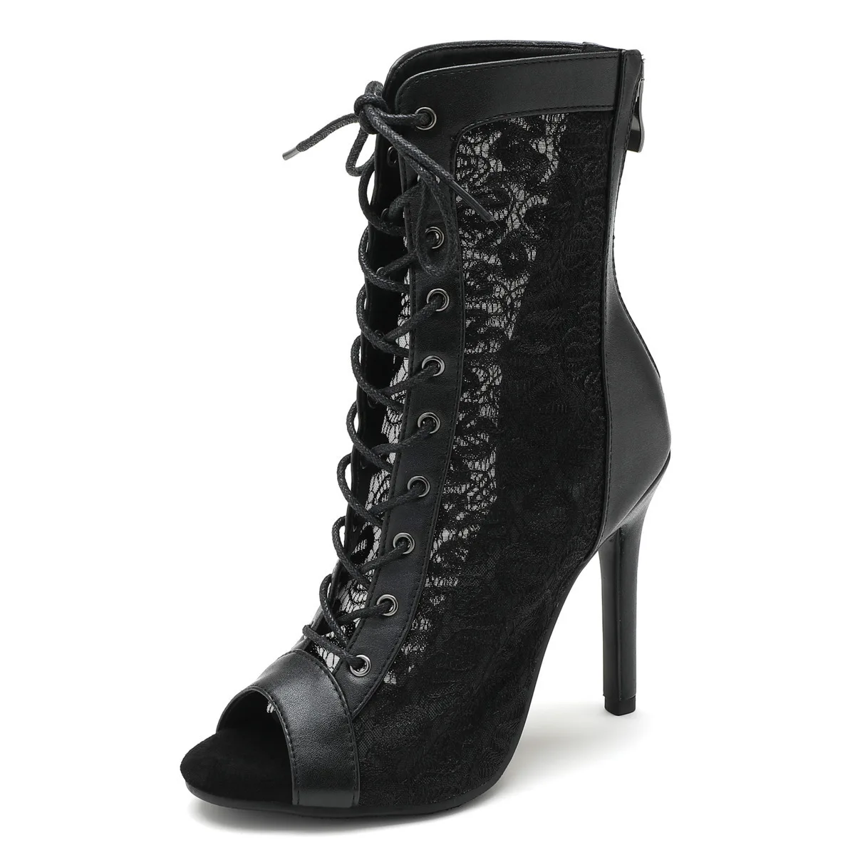 Women High Quality Thin Heels Comfort Lace-up Boot Stilettos Jazz Dance Female Shoes Street Sexy Booties