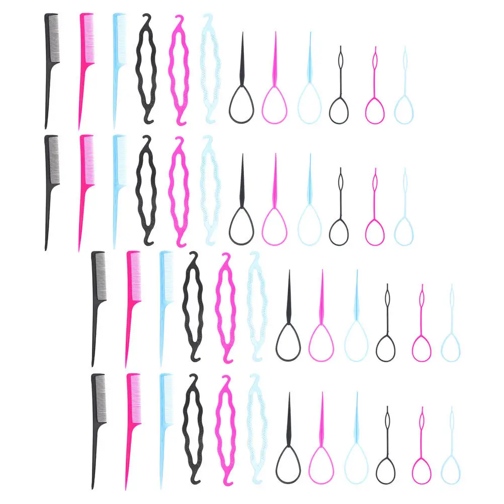 

12Sets Plastic Hair Braiding Tools Reusable Bun Making Kit Easy Operation Stylish Chignon Ponytail Hairstyle Tools for Women