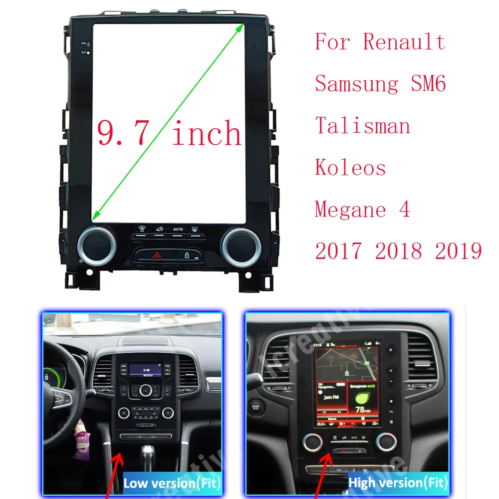 WQLSK 9.7Inch Frame Tesla Style Fascia For Renault Koleos Megane 4 Samsung SM6 Talisman 2017-2019 Android Radio Dash Fitting kit