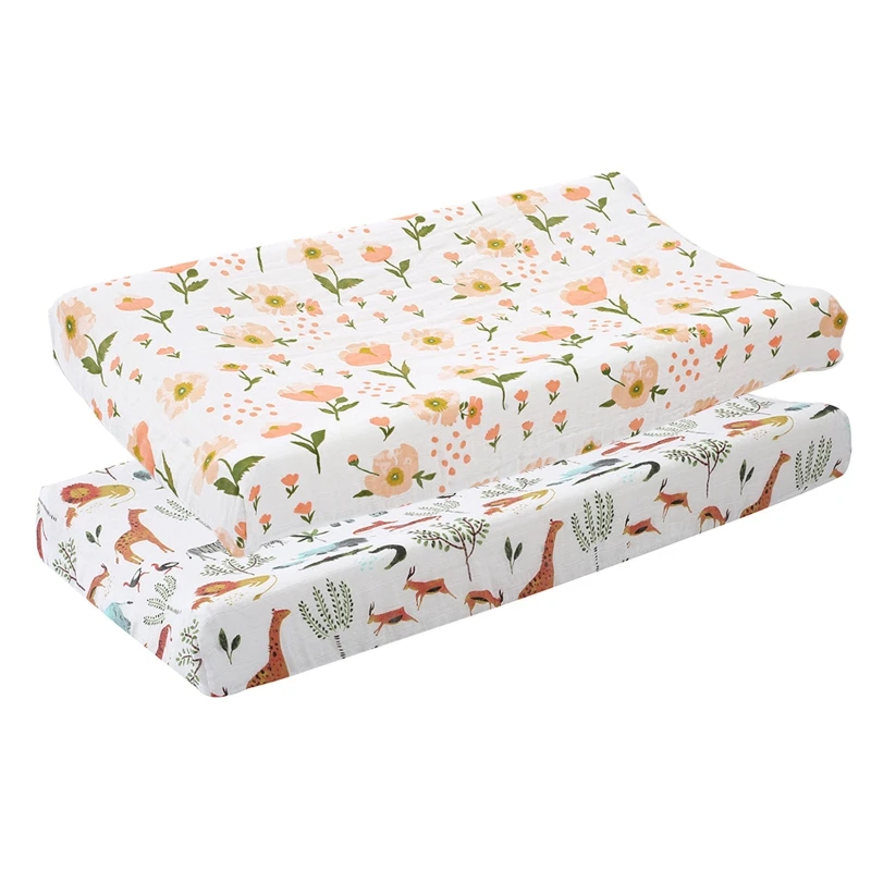 Housse matelas à langer pour bébé, drap-housse à imprimé floral, pour lit bébé d'enfant en bas âge