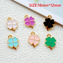 10pcs Multi Color Clover Alloy Enamel Pendant Fashionable Charms Dangle DIY Necklace Bracelet Earring Jewelry Accessory Assembly