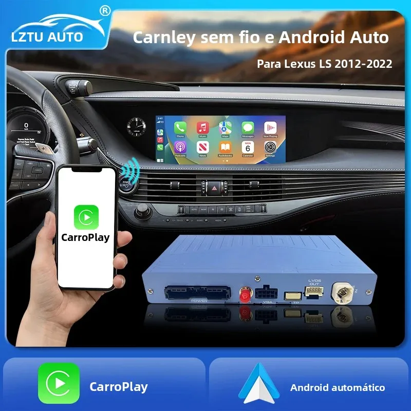 CarPlay Sem Fio para Lexus LS 2012-2022, com Android Auto, Espelhamento de Tela, AirPlay, Navegação e Funções USB