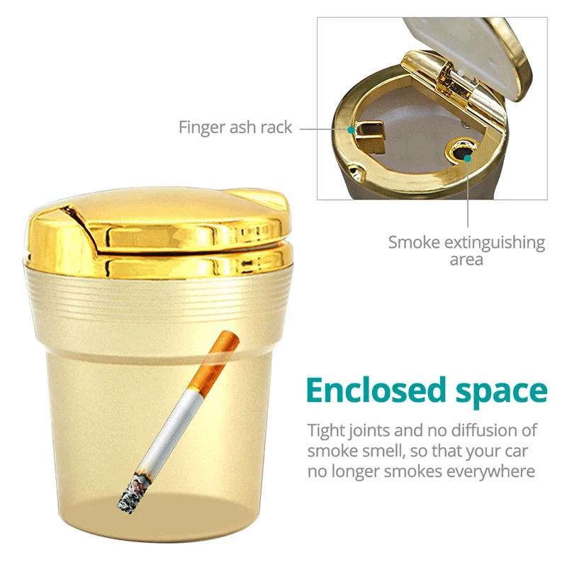 Universal Car Ashtray With Led Lights With Cover Creative Personality Covered Car Inside The Car multi-function Car Supplies New image 3