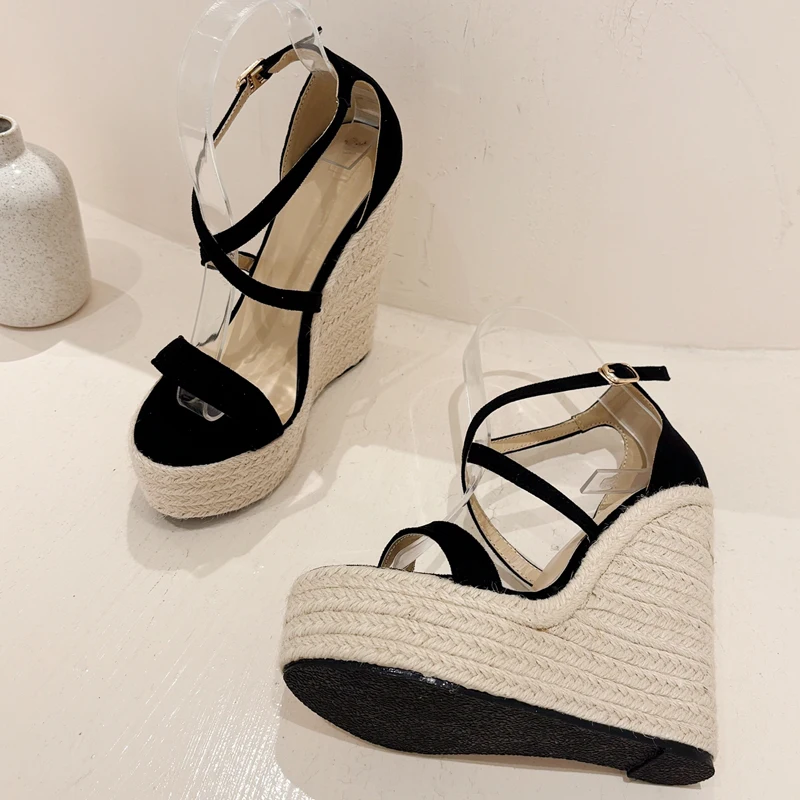 Eilyken New Fashion Open Toe Platform Wedges Woman Sandals Concise Buckle Strap High Heels Party Dress Gladiator Shoes