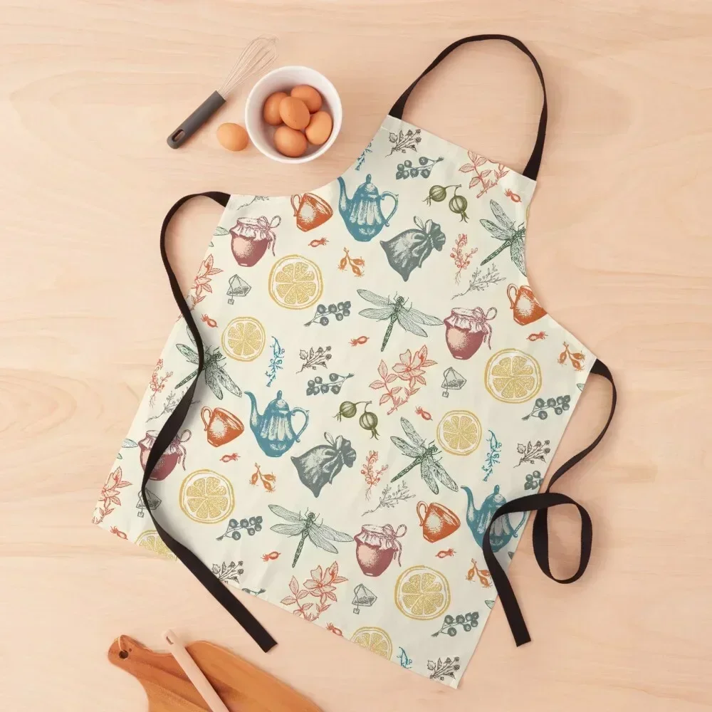 

Vintage Tea Time Kitchen Diningroom Pattern Apron Things For The Kitchen For Hairdresser Waterproof Apron