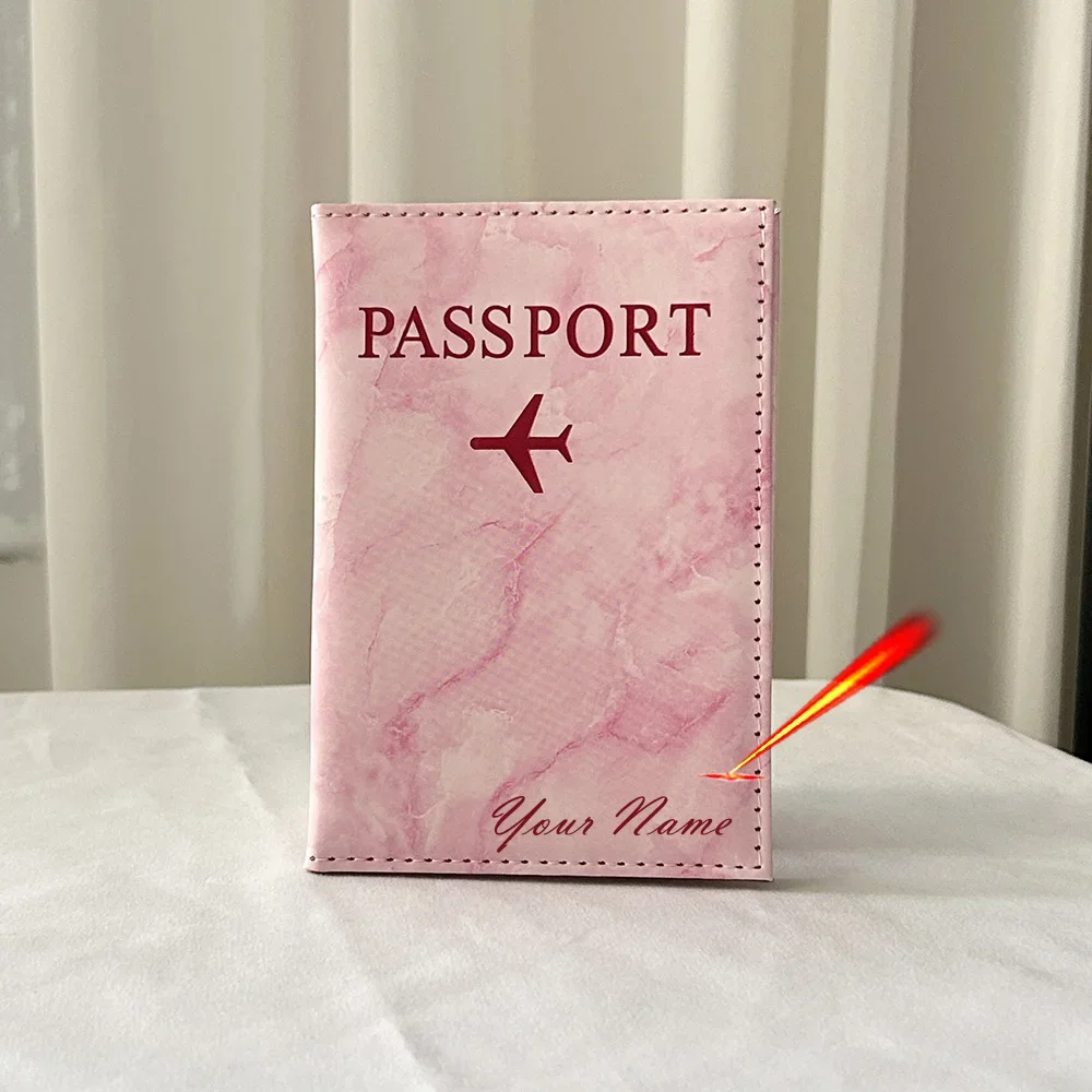 Personalizar nombre cubierta de pasaporte cartera de viaje funda de mármol Patten para pasaportes funda de pasaporte con nombres personales